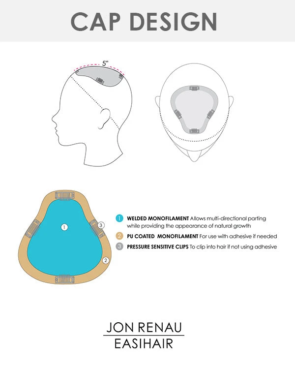 EasiPart XL 8 Inch (Exclusive) | Monofilament Remy Human Hair Toppers By Jon Renau 8~12 Inch