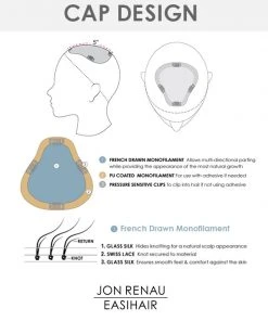Wiglets EasiPart French XL 18 Inch (Exclusive) | Monofilament Remy Human Hair Toppers By Jon Renau