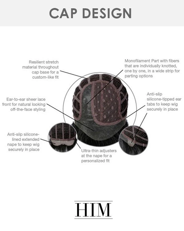 Wigs For Men Daring | Average/Large Men's Lace Front & Monofilament Part Synthetic Wig By HIM