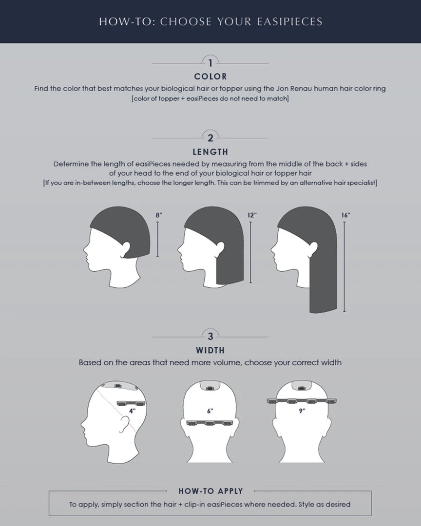 EasiPieces 16 Inch Length X 9 Inch Width (1pc) | Remy Human Hair Piece By Jon Renau