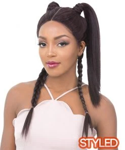 Vixen X Yaki Straight | Lace Front Human Hair Blend Wig By It's A Wig